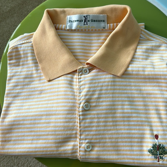 Fairway and Greene Merion Golf Club yellow and white stripe polo shirt size Med - Picture 4 of 4